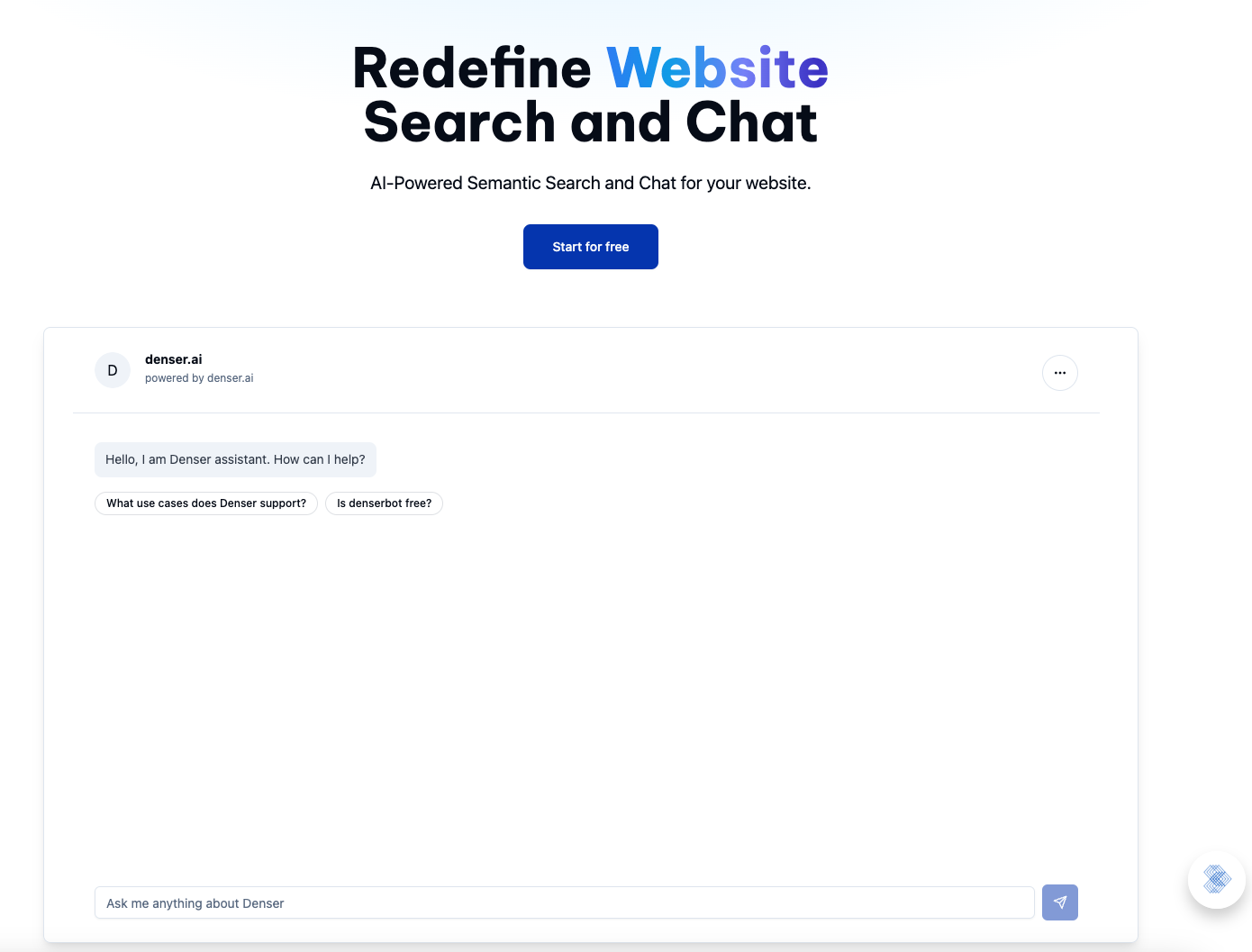 screenshot of Denser AI